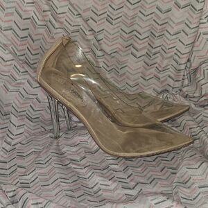 Fashion Nova Tan Heels with Transparent Design